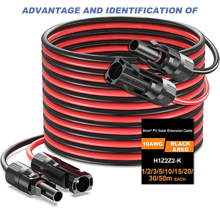 Câble d'extension solaire 10AWG à enterrement direct 50 pieds