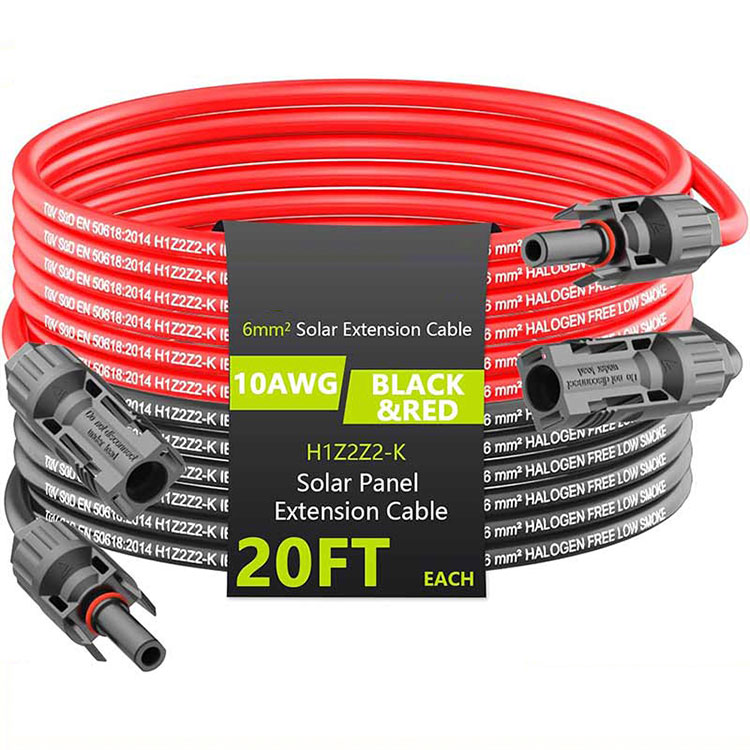 Câble d'extension solaire 20FT 10AWG (6mm2) Fil d'extension de panneau solaire